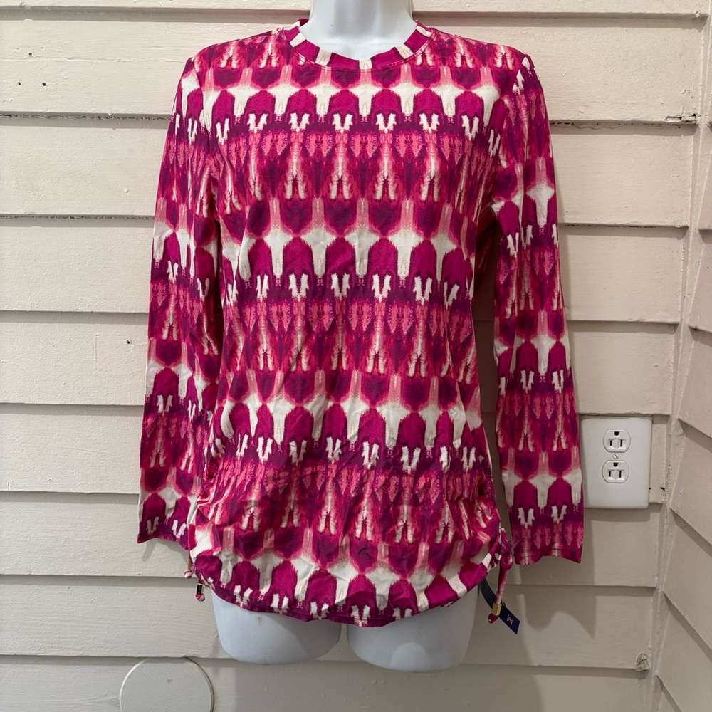 NWT Mar by Vix Pink Pattern Printed Long Sleeve Sun Protection Swim Shirt